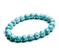 Cusstally 8mm naturel bleu Larimar pierres précieuses perles rondes Bracelet femmes hommes extensible AAAAA
