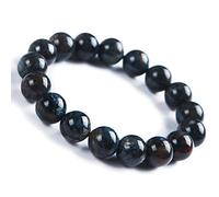 Cusstally Bracelet de perles rondes chatoyantes en pietersite bleu naturel véritable de 12 mm AAAA