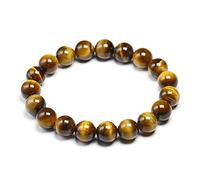 Cusstally Bracelets de perles œil de tigre pour homme - Bracelet en pierre naturelle pour homme - Fait à la main - Pour le yoga et les femmes - Bijoux en pierres précieuses rouges - 19 cm - Cadeau
