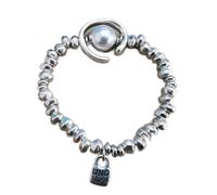 Cusstally Bracelets tendance Lock Pearl Bracelet de qualité irrégulière pour femmes hommes couple Bijoux cadeaux luxe 19 cm Bijoux cadeau (couleur : 19 cm)