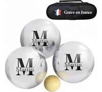 Custamix Boule de pétanque personnalisée - Triplette 720g gravée - Lot de 3 Boules de pétanque avec cochonnet - Cadeau personnalisé pour Noël, Anniversaire, Fête des Pères
