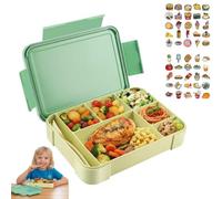 Custamix Lunch Box Enfant 1330ml Étanche avec Couverts et Autocollants Offerts - Boîte Repas Adulte et Enfant Idéale pour École, Pique-Nique et Bureau - Design Compact Vert