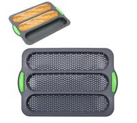 Custamix Moule à Pain Silicone 34,5 x 24 x 28,3 cm - Moule Baguette Antiadhésif pour Four, Ustensile de Cuisson pour Faire des Baguettes Maison en Cuisine