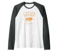 Custer Souvenir du Dakota du Sud USA en détresse Motif Bison Manche Raglan