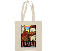 Custer State Park South Dakota Sac fourre-tout vintage rétro en coton naturel Blanc