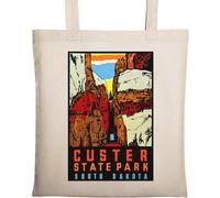 Custer State Park South Dakota Vintage Retro Travel Poster Natural Ecologique Coton Tote Bag Beige