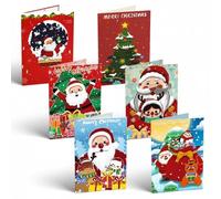 CustmArti Lot de 6 cartes de Noël à peindre par numéros - Cartes postales de Noël - Motifs de Noël - Bricolage - Pour adultes - Cartes pliantes avec enveloppes - Christmas-3