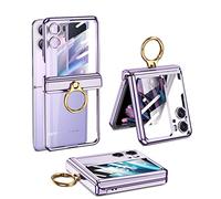 Custodia Coque pour Find N2 Flip Transparent Boîtier Magnetic Ring Holder Hinge,Rear Screen Film Clear étui Case pour Oppo Find N2 Flip Flip(2)
