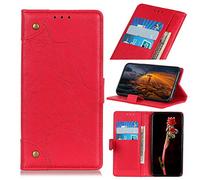 Custodia Étui Portefeuille à Rabat Compatible pour Alcatel 1S 2020, Rouge, Alcatel 1S 2020