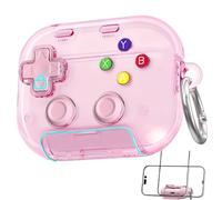 Custodia protettiva per giochi retrò cumpatibil cun i AirPods Pro/Pro 2/Pro 3/4, cupertura per auricolari per giochi retrò cun pulsant Fidget e Support per telefon (Rose-Pro 3)