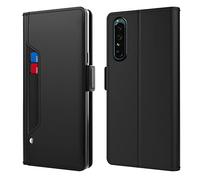 Custodia® Xperia 1 IV Flip Coque,Xperia 1 IV Folio Coque,Xperia 1 IV Stand Function Coque,Xperia 1 IV Skin Feel Coque Case Cover Shield Shell Compatible pour Sony Xperia 1 IV(Noir)