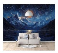 Custom 3D Photo Self-adhesive Wallpaper Snow Mountain, Night, Moon, Landscape 100x70cm Living Room Sofa Tv Background Wallpapers Home Decor Wall - Interior Decorative Stickers Mural