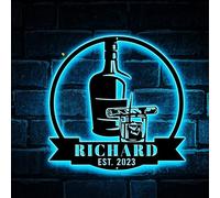 Custom Bourbon Cigar Metal Wall Art LED Light Personnalisé Whisky Smoke Sign Home Bar Pub Décor Whisky Bar Cocktail Décor Cadeau d’anniversaire