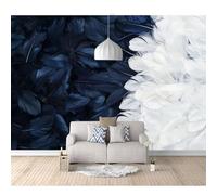 Custom Cafe Hotel Bar Interior 3D Self-adhesive Wallpaper Mural Wall Sticker Black and white feathers abstract romantic 100x70cm Background For Office Dining Room Children's