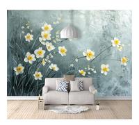Custom Cafe Hotel Bar Interior 3D Self-adhesive Wallpaper Mural Wall Sticker Oil painting daisy flower gray 100x70cm Background For Office Dining Room Children's