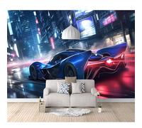 Custom Cafe Hotel Bar Interior 3D Self-adhesive Wallpaper Mural Wall Sticker Sports cars, automobiles, futuristic technology 100x70cm Background For Office Dining Room Children's