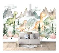 Custom Cafe Hotel Bar Interior 3D Self-adhesive Wallpaper Mural Wall Sticker Watercolor cute dinosaurs for kids 100x70cm Background for Office Dining