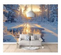 Custom Cafe Hotel Bar Interior 3D Self-adhesive Wallpaper Mural Wall Sticker Winter tree landscape 100x70cm Background for Office Dining