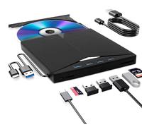 Custom Catch Lecteur Blu-Ray Externe 7 en 1, Portable Lecteur DVD/BD Graveur Blu Ray avec USB 3.0 Type-C, 3D CD DVD Graveur Optical Bluray Drive pour PC Windows 11 10 8 7