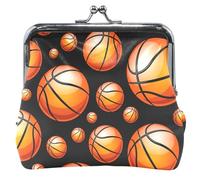 Custom Chic Basketball Noir Femmes Mignon Porte-monnaie Cuir Kiss Lock Petit porte-monnaie pour pièces de monnaie, Chic Basketball Noir, Classique