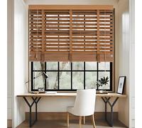 Custom Cordless Wood Blinds, Darkening 2" Slats Venetian Blinds for Windows, Wood Horizontal Shades for Bedroom, Office, Kitchen, Waterproof & Easy to Clean(Mahogany)