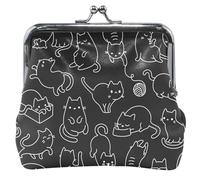 Custom Cute Chats Noires Femmes Coin Portefeuilles & Pouches Mignon Kiss Lock Changement Sac à Main pour Les Filles, Chats Mignons Noir, Chats Mignon Noir, Classique, Cute Cats Noir, Classique