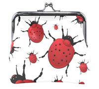 Custom Cute Coccinelles Femmes Blanches Mignon Cuir Portefeuille Drôle Baiser Fermeture À Glissière Porte-Monnaie Porte-Monnaies, Coccinelles Mignon Blanc, Classique, Coccinelle Mignon Blanc