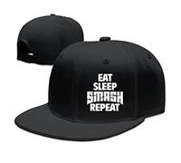 Custom Eat Sleep Smash Repeat Adjustable Baseball Hat & Cap Black