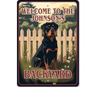 Custom Family Rottweiler K9 Backyard Welcome To Sign