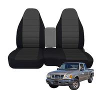 Custom-Fit Front Seat Covers Without Console Replace for 1998-2003 Ford Ranger Pickup 60/40 High Back Seats, Knitted Fabric Composite Soft Foam Lining Airmesh Breathable Seat Cover Cushion