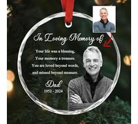 Custom in Loving Memory of Dad Décoration de Noël personnalisée Photo souvenir Cadeau de condoléances pour la perte d'un père Décoration à suspendre pour la perte d'un être cher