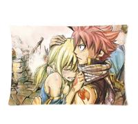Custom Japanese Anime Cartoon Fairy Tail Natsu and Lucy Rectangular Pillow Case 16x24 Inches Creative Personalized Pillowcase Bedding Pillow Slips
