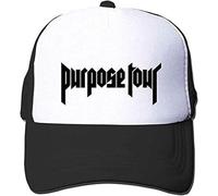Custom Justin Bieber Purpose Tour Classical Logo Trucker Hat Orange Sun Hat Black