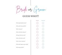 Custom Label Design Ltd Lot de 10 cartes de jeu « Bride or Groom Guess Who » - A6 - Jeux pour enterrement de vie de jeune fille - Activité de fête de mariage amusante pour demoiselles d'honneur