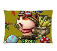 Custom League of Legends Teemo Mushroom Pillowcase Throw Pillow cover 20x36 Zippered Pillow Case Two Sides Picture Printed Soft Cotton Comfortable