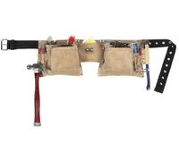 Custom Leathercraft 527X Tablier de travail en daim pleine fleur robuste, 2 boucles de marteau, 12 poches, blanc crème