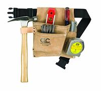 Custom Leathercraft IP489X Sac à outils en daim et ceinture tissée en polyester, 3 poches, marron clair