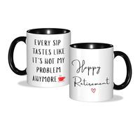 Custom Moments Mug humoristique « Not My Problem Anymore » - Cadeau d'adieu humoristique pour hommes et femmes à la retraite (collègues, patrons, enseignants, amis) (rouge)