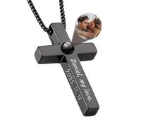 Custom Necklace With Picture Inside, Picture Cross Necklace Personalized Photo, Personalized Name Photo Necklaces, Christmas Birthday Anniversary Memorial Gift for Men Women