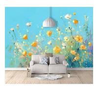 Custom Photo Self-adhesive Wallpaper Murals Oil painting floral orange blue 100x70cm Panorama 3D Wall Mural Effect Poster for Living Room Bedroom Children's
