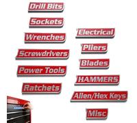 Custom Premium Magnetic Toolbox Labels for Tool Organization 12 Pack of Magnetic Toolbox Labels 3D-Printed Personalized Tool Box Drawer Tags Reusable General Multipurpose Tools Boxs Stickers