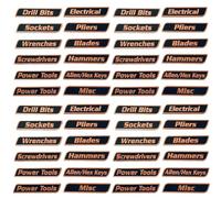 Custom Premium Magnetic Toolbox Labels for Tool Organization 12 Pack of Magnetic Toolbox Labels 3D-Printed Personalized Tool Box Drawer Tags Reusable General Multipurpose Tools Boxs Stickers