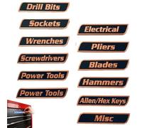 Custom Premium Magnetic Toolbox Labels for Tool Organization 12 Pack of Magnetic Toolbox Labels 3D-Printed Personalized Tool Box Drawer Tags Reusable General Multipurpose Tools Boxs Stickers