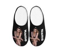 ＨＡＯＡＮＧＺＨＥ Custom Slippers for Women & Men - Customized Slippers for Women/Men - Embroidered Name/Text, Soft Fleece Lining - Cozy Non-Slip Indoor Shoes - Birthday Gift (Personalize Design)