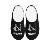 ＨＡＯＡＮＧＺＨＥ Custom Slippers for Women & Men - Customized Slippers for Women/Men - Embroidered Name/Text, Soft Fleece Lining - Cozy Non-Slip Indoor Shoes - Birthday Gift (Personalize Design)