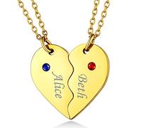 Custom4U 2/3/4 Pièces Collier d’Amitié BFF Prénom Personnalisable Acier Inoxydable, Pendentif Best Friend Coeur Puzzle Séparable Gravé Prénom pour Meilleure Amies Femme Fille