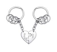 Custom4U 2 Pièces Porte-Clefs Amour Coeur Séparable Prénom Gravé