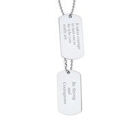 Custom4U 2 Plaques Militaires Collier Personnalisable Homme Prénom 2Pcs Chaîne Argent Militaire Plaque Dog Tag Military Gravé