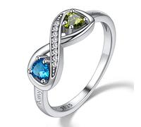 Custom4U Bague Argent 925 Infini Femme Prénom Personnalisable Taille 66.5/64/61.5/59/56.5/54/51.5/49/47 Anneau Alliance Nom Gravure Pierre de Naissance