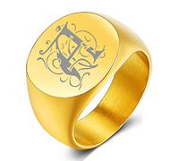 Custom4U Bague pour Homme Or Prénom Gravé Lettre A-Z Taille 59